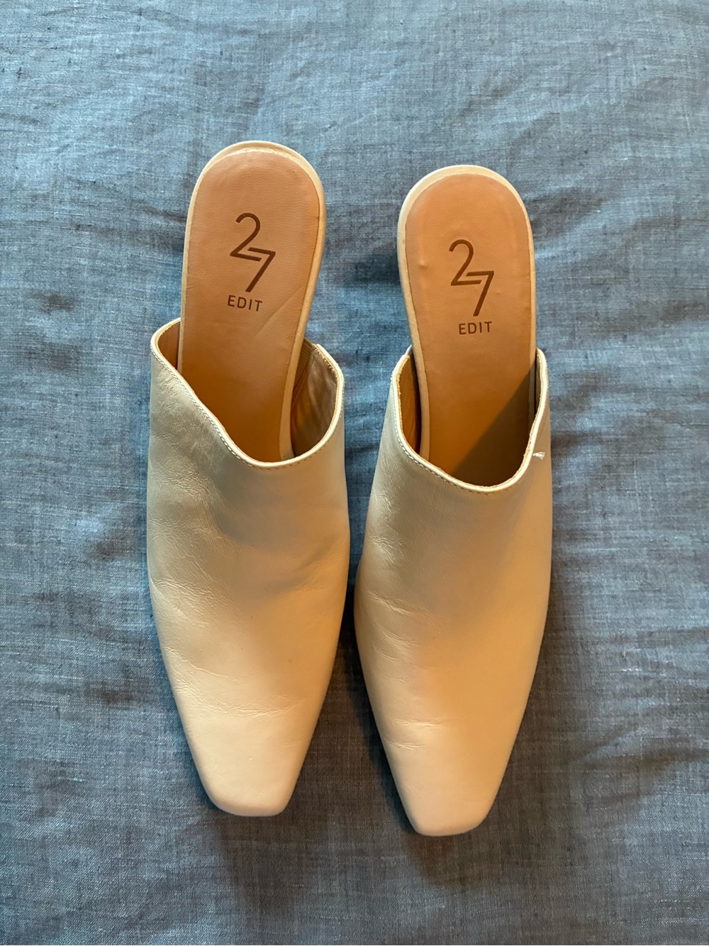 27 EDIT Cream Square-Toe Leather  size:6